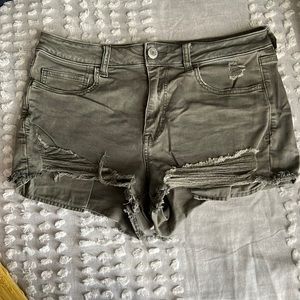 American Eagle Hi-rise Shortie Green Shorts